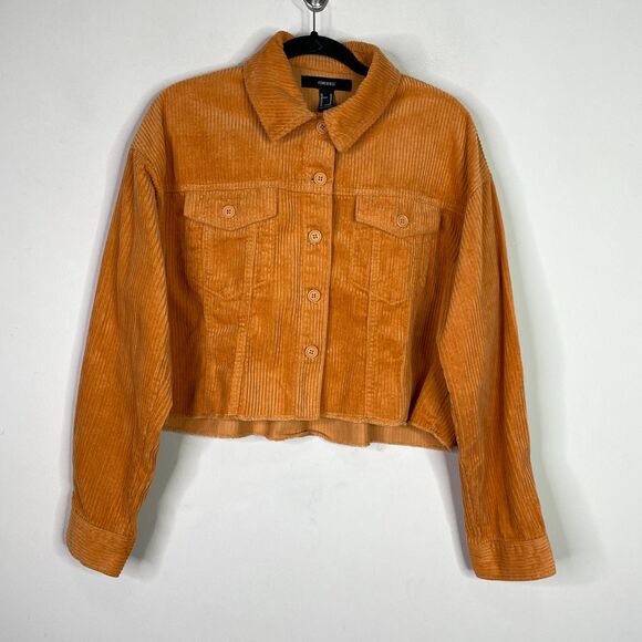 Forever 21 Cotton Crop Corduroy Trucker Jacket Women's Size Medium - Picture 6 of 6